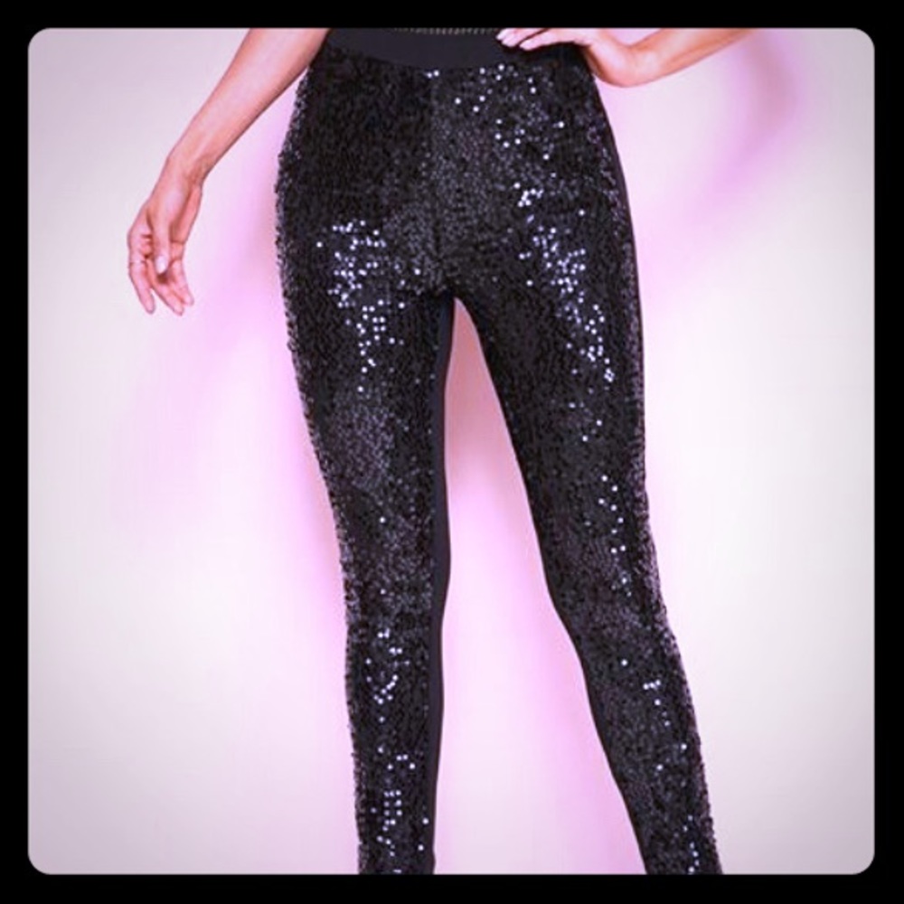 Black sequence pants